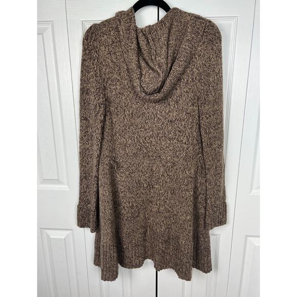 Express Heather Brown Large button Longline Cardigan Sweater Small Hooded - Picture 6 of 6